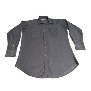 Vintage Ruddock Pearl Snap Long Sleeve Western Shirt Gray Mens Size XL USA